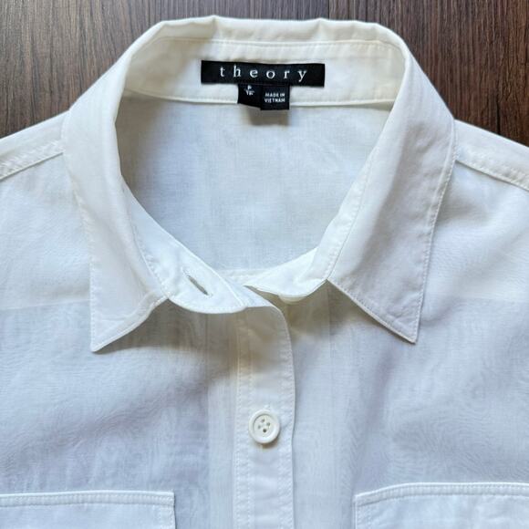 Theory White Sheer Cotton Belted Safari Shirt Jacket Women’s XS - Picture 6 of 8